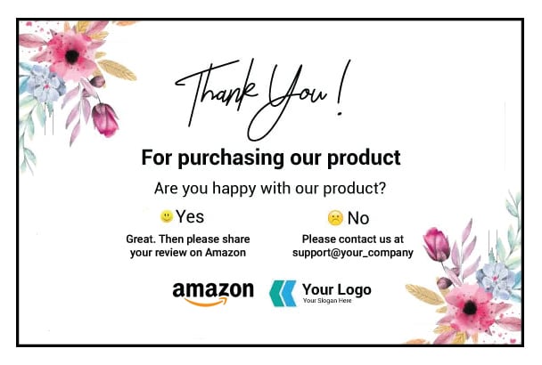 I will design amazon thank you card, package insert, product insert