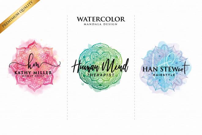 I will design awesome feminine watercolor mandala logo