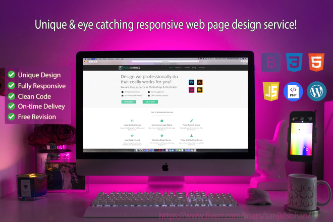 I will design custom unique responsive web page design