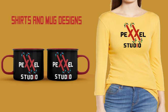 I will design customize t shirts and mugs for you