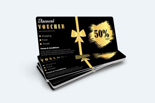 I will design discount or gift voucher and coupon or invitation card