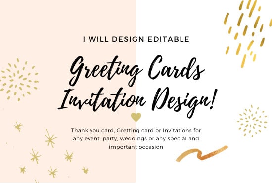 I will design editable invitation card, postcard, thank you, greeting card design