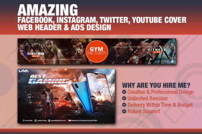 I will design facebook insta youtube cover, post, ads and thumbnail