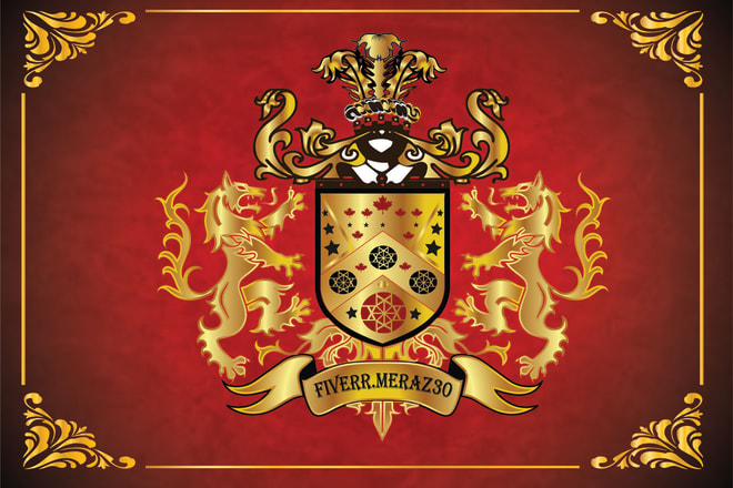 I will design luxury heraldic family crest coat of arms logo