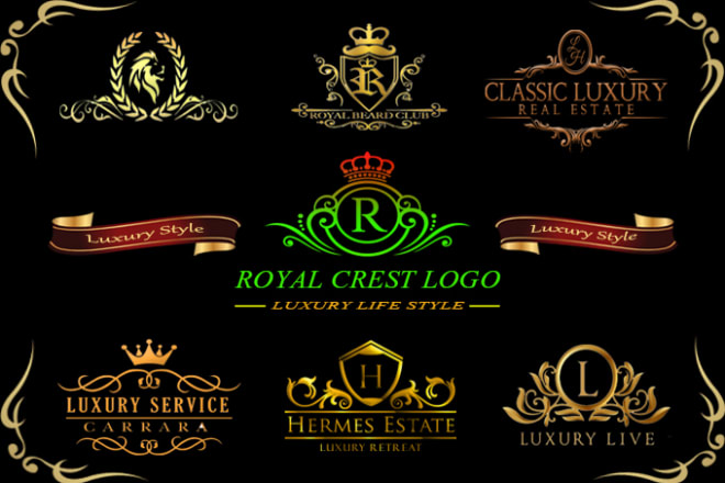 I will design luxury regal heraldic family crest coat of arms logo