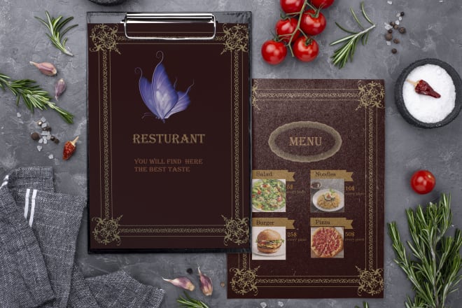 I will design menu card, catalogue and book cover for business
