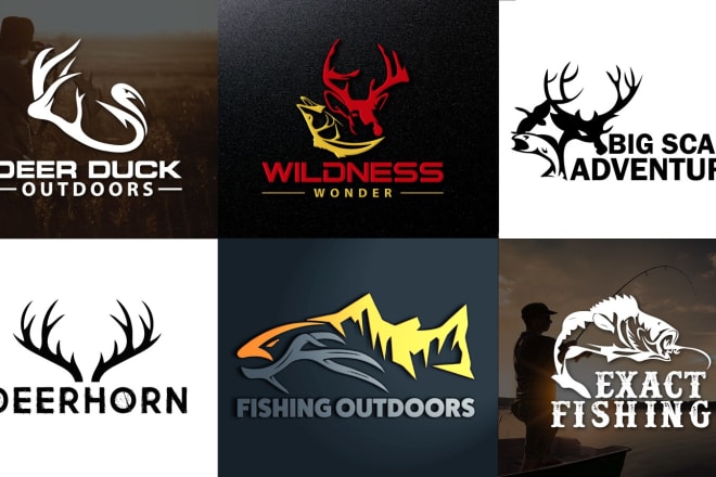 I will design modern outdoors hunting and fishing logo