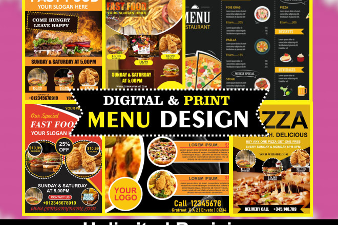 I will design modern restaurant menu, food flyer, digital poster