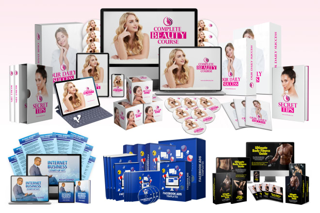I will design outstanding digital product mockup and ecover bundle