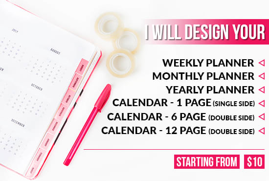 I will design professional yearly planner or calendar