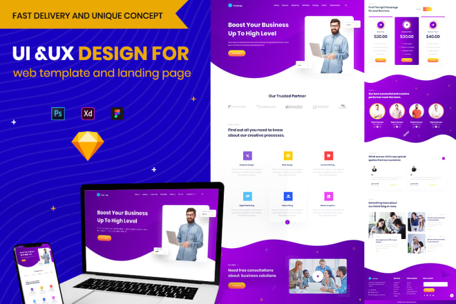 I will design PSD, xd, figma, sketch web template or landing page