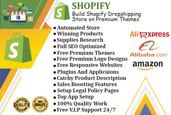 I will design shopify store, shopify website, or automated shopify dropshipping store