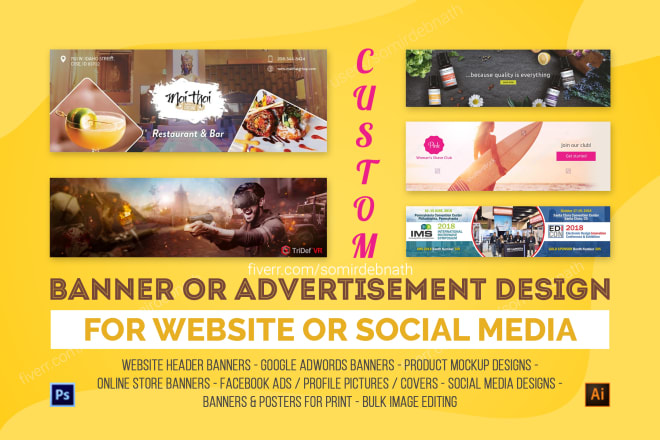 I will design social media cover, website banner or advertisement