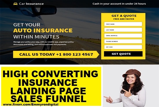 I will design survey lead funnel insurance landing page sales funnel insurance website