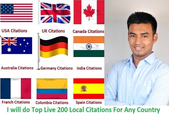 I will do 200 top live local citations for any country