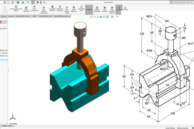 I will do 3d model and 2d drawing in solidworks, inventor, catia, creo, fusion 360