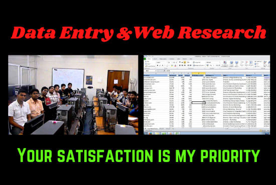 I will do any kind of data entry and web research professionally