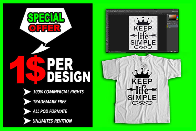 I will do bulk t shirt design for your pod business