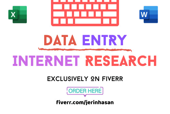 I will do data entry, internet research, file conversion