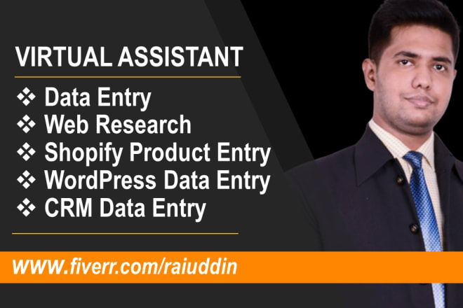I will do data entry, web research, admin work for your business as a virtual assistant