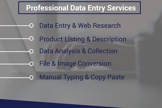 I will do data entry, web research and typing jobs