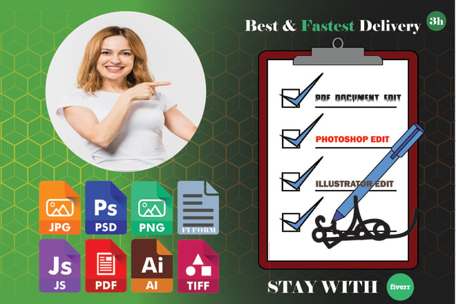 I will do document pdf edit, photoshop work within 3h