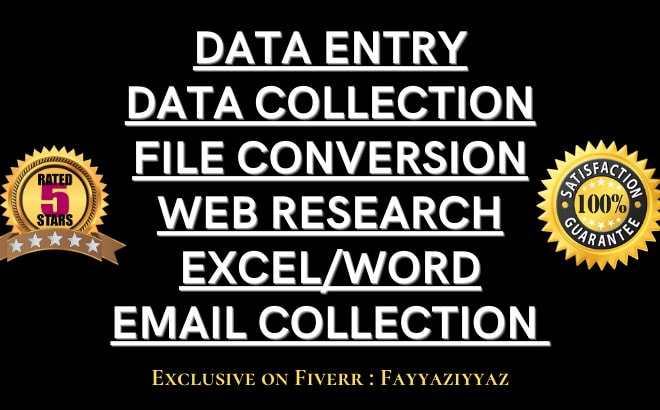 I will do fastest data entry typing work in excel and web research