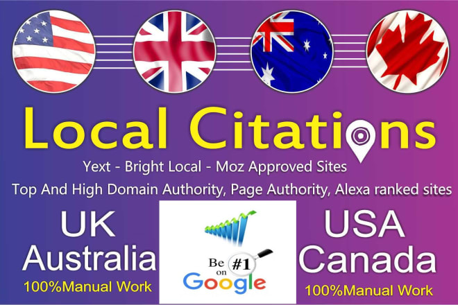 I will do local citations for USA, UK, australia and canada