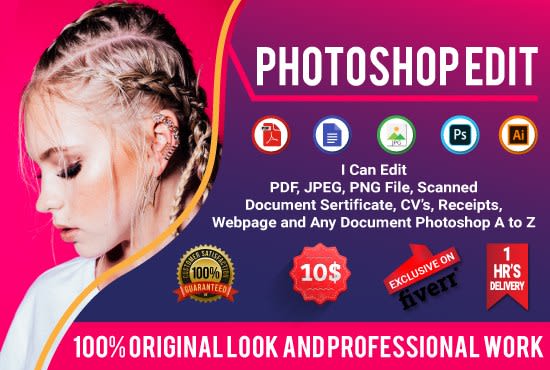 I will do professional photoshop editing for your images in 2hrs