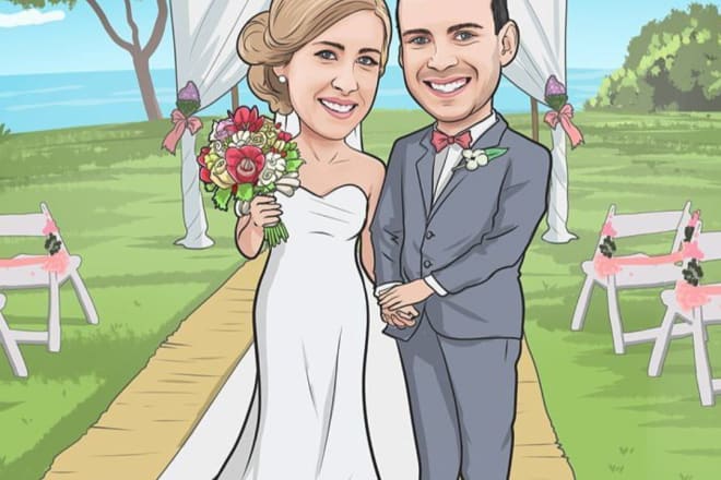 I will do romantic couple cartoon caricature for you