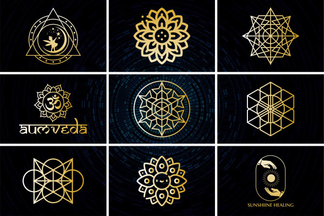 I will do sacred geometry mandala mystical watercolor floral or spiritual logo design