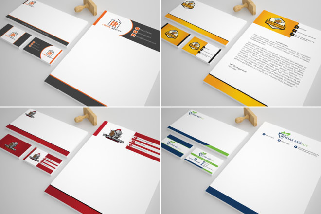 I will do stationary with logo, business card, letterhead, envelop