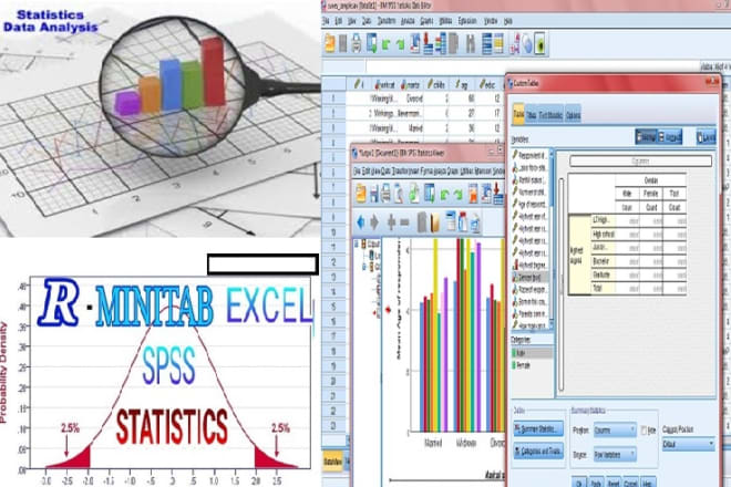 I will do statistical data analysis using spss excel minitab and r