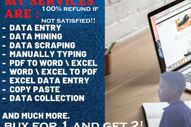 I will do your data entry within 24 hours buy 1 get 2 projects