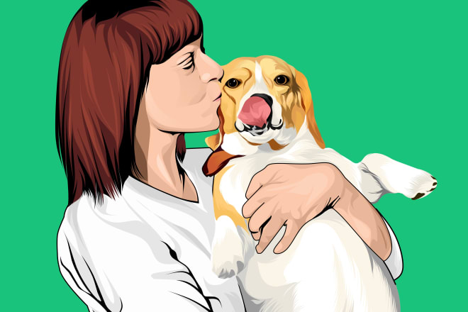 I will draw a cartoon portrait of you and your pet