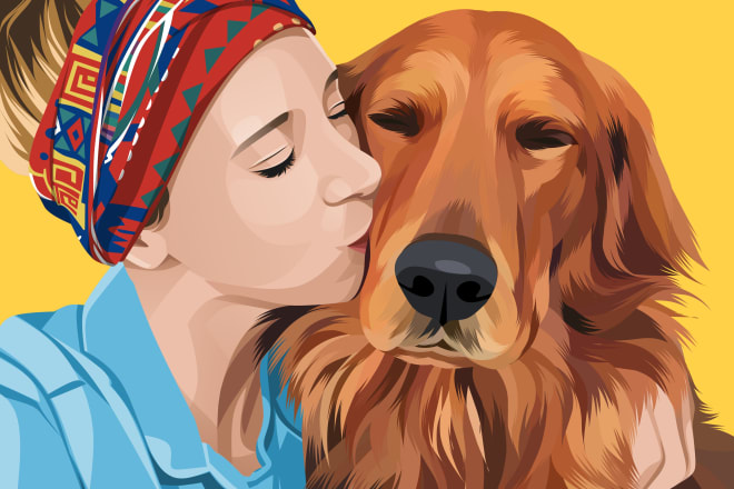 I will draw a cartoon potrait of you and your pet