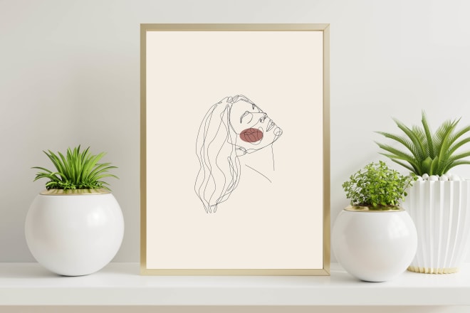 I will draw abstract continuous line art portrait