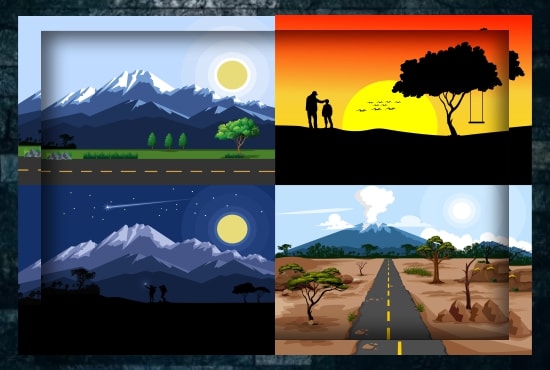 I will draw flat landscape illustrations within 24 hours