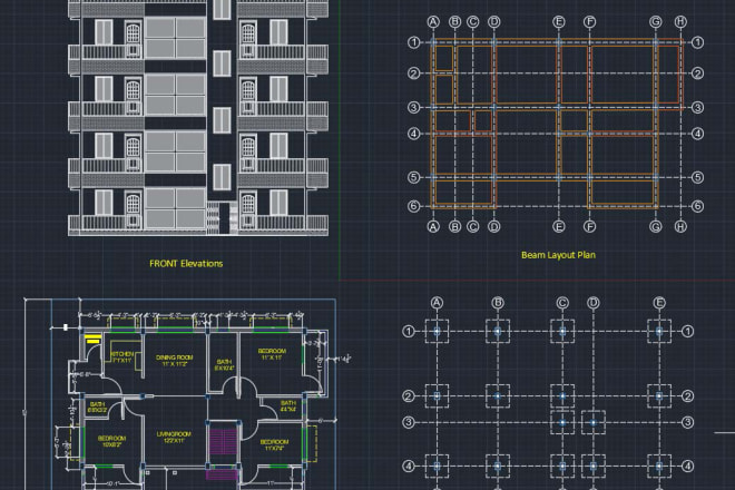 I will draw floor plan, foundation, beam, sections, elevations in autocad