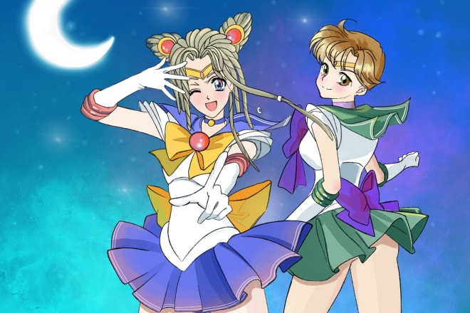 I will draw you in retro sailor moon anime style