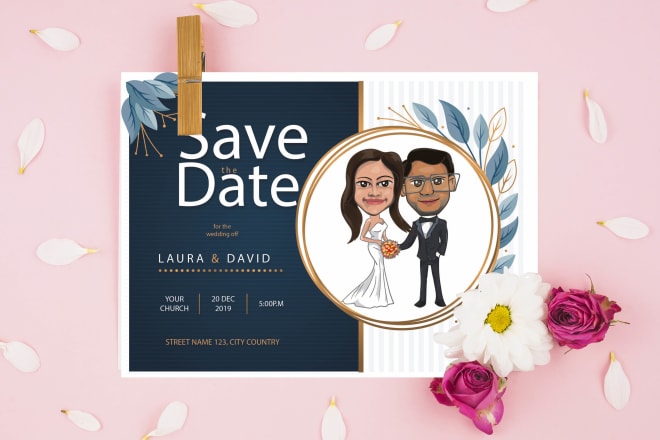 I will draw your caricature wedding card