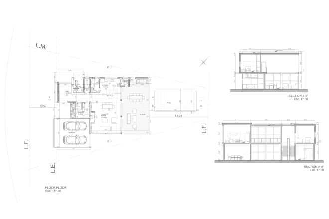 I will draw your floor plan, elevations, roof plan or sections in autocad