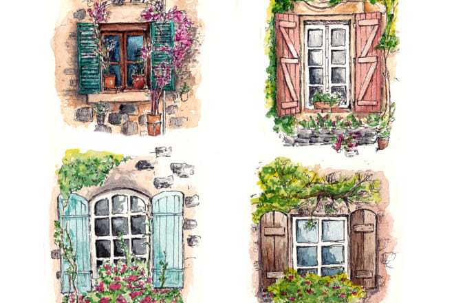 I will draw your house in this watercolor style