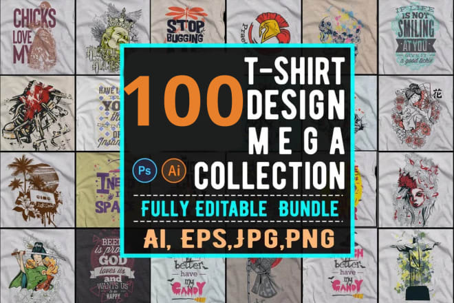 I will give you 100 t shirt designs mega bundle