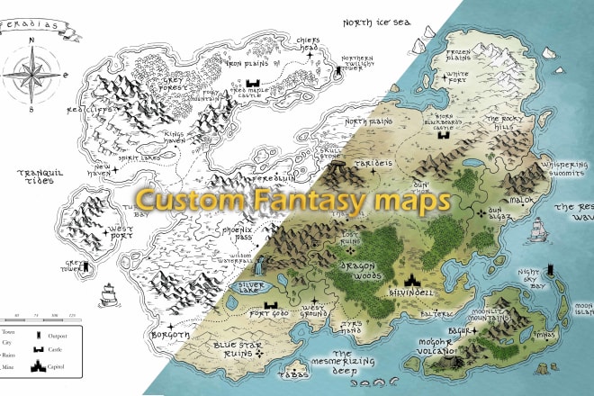 I will illustrate your custom fantasy map in tolkien style