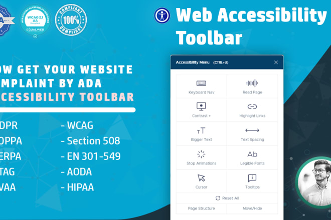 I will install and setup userway web accessibility toolbar for ada