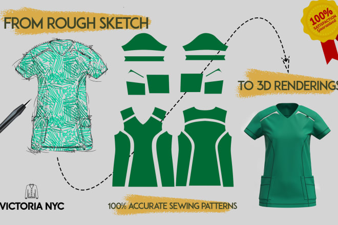 I will make digital sewing patterns from sketch with 3d fit testing