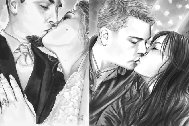 I will paint a custom couple portrait of you to your anniversary