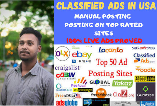 I will post classified ads on high pr ads sites in USA