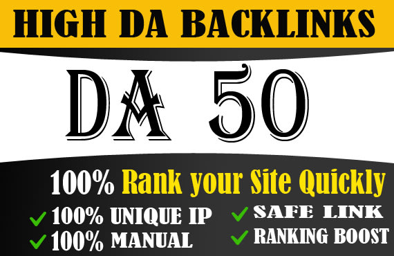 I will provide da 50 dofollow backlinks for off page seo